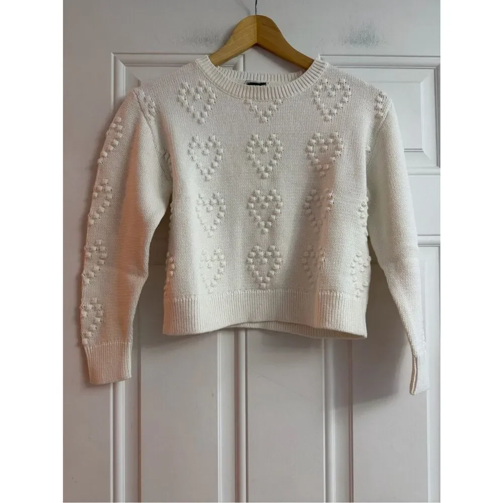 J.Crew Girls' heart-bobble sweater NWT Size L (10-11)